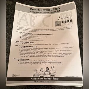 Handwriting Without Tears Capital Letter Cards for Wood Pieces Set Complete